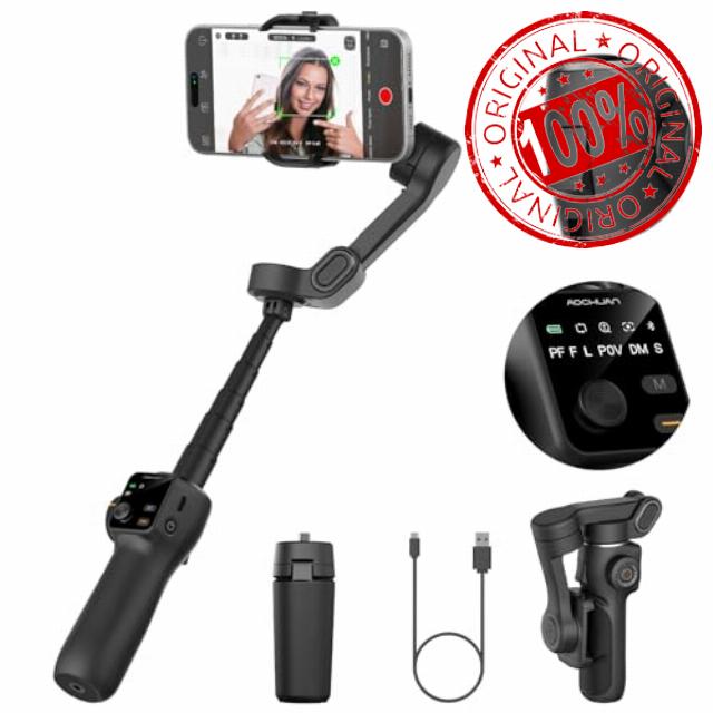AOCHUAN 3-axis Gimbal Stabilizer for iPhone w/Built-in 7.8' Extension Rod