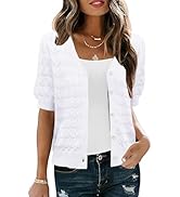 IECCP Womens Tops Puff Short Sleeve Shirts Dressy Casual Henley V-Neck Summer Tops Pleated T-Shir...