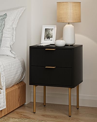 Side Table with Drawer and Shelf for Bedroom