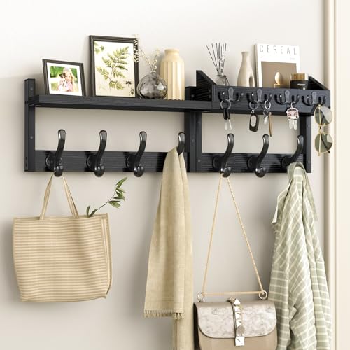 4 in 1 Coat and Key Hanger with 11 Metal Hooks