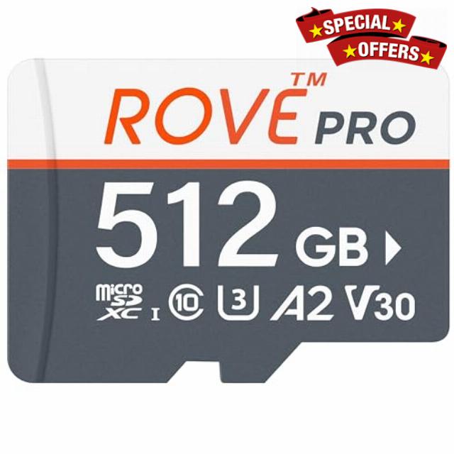 ROVE PRO Micro SD Card microSDXC 512GB Memory Card with Full-Size SD Adapter 100MB/s Read Speed