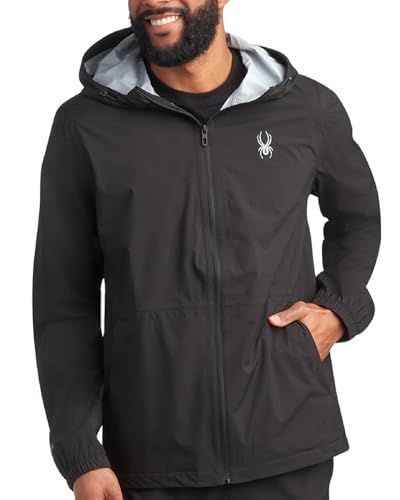 Spyder Mens Rain Jacket - Waterproof Lightweight Hooded Windbreaker