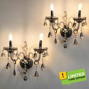 Crystal Wall Sconces Wall Lights Elegant Retro Gray Crystal Wall Lamp Set of 2 European Style Chandelier Fits for Living Room Bathroom Entryway Hallway Hotel Galleries Exhibition Room E12 Base
