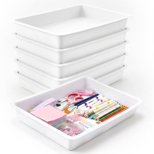 17.7 x 11.8 x 2.36 Inches White Plastic Paper Trays for Classroom Organization