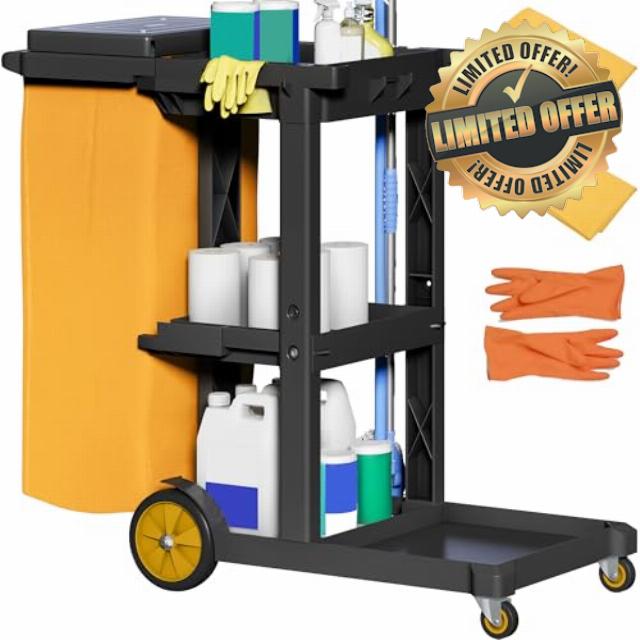 YITAHOME Janitorial Cart Cleaning Carts on Wheels