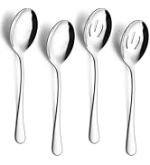 E-far Serving Spoons, 4-Piece Stainless Steel Serving Utensils Set - Solid Spoons x 2, Slotted Sp...