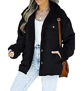 Dokotoo Corduroy Sherpa Jacket for Women Button Down Fleece Fur Collar Winter Warm Coat