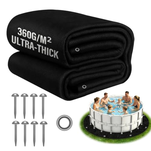 360G/M² Thicker Heavy Duty Round Under Pool Mat Padding with Fixed Ring and Ground Nails