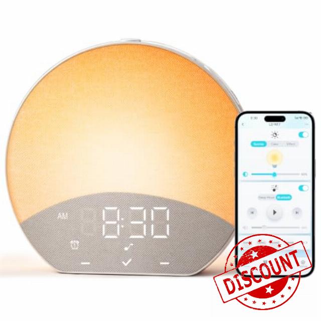 Glocusent Dual Alarm Sunrise Alarm Clock with Sound Machine