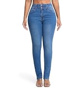 FISCLOSIN Women’s High Waisted Straight Leg Jeans Stretch Slim Fit Denim Pants Tummy Control Casu...