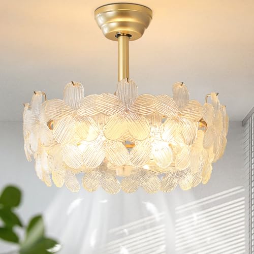 Gold Caged Ceiling Fan with Remote Low Profile