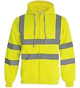 wefeyuv ANSI Class 3 High Visibility Class 3 Safety Hoodies for Men with Full Zip