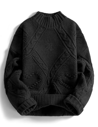 Aelfric Eden Women's Oversized Cable Knit Chunky Sweater Mock Neck Long Sleeve Heart Knit Pullover Sweater 2026 Fall Outfi