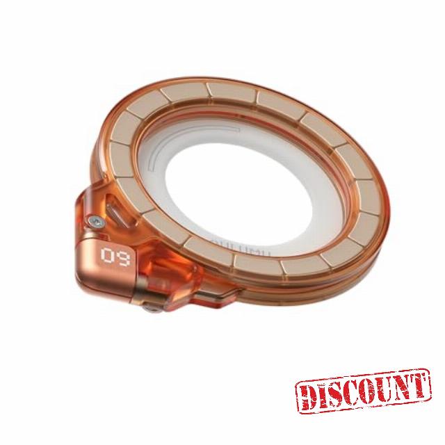 Aulumu G09 Ghost Infinite 360° Magnetic Ring Grip | MagSafe Compatible | Frosted Transparent PC | Stable Dual-Sided Magnetic Attachment | Includes Handle Ring Phone Holder - Vibrant Orange