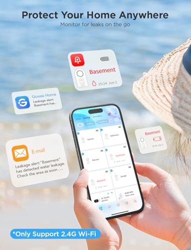 Smart Water Sensor with 100dB Adjustable Alarm
