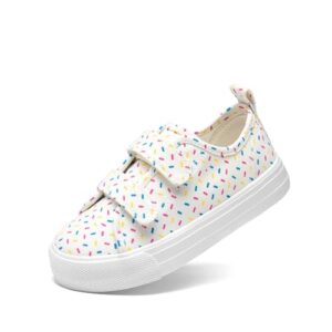 DREAM PAIRS Kids Toddler Sneakers Boys Girls Canvas with Cartoon Dual Hook and Loops for School Walking