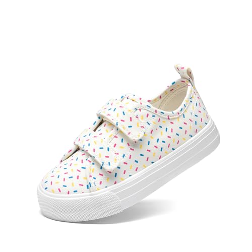 DREAM PAIRS Kids Toddler Sneakers Boys Girls Canvas with Cartoon Dual Hook and Loops for School Walking