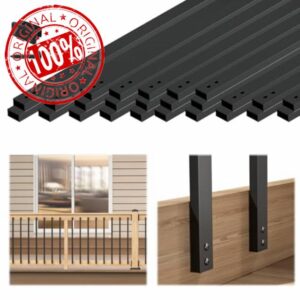 Muzata 25Pack 32'' Aluminum Deck Balusters Facemount Rectangular Railing Metal Spindles with Screws Stair Porch Staircase Deck Spindles for Wood and Composite Fencing WT34