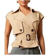Verdusa Women's Zip Up Cargo Cropped Vest Bubble Hem Tops Sleeveless Lightweight Windbreaker Jack...