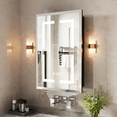 LED Mirror Cabinet for Bathroom with 3-Color with Mirror Defog