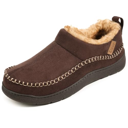 Zizor Men's Moccasin House Shoes Slippers Indoor Outdoo