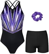 JOYSTREAM Gymnastics Leotards for Girls With Polyamide Shorts Sparkly Ballet Dance Activewear