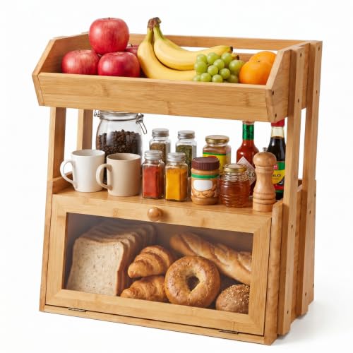 2 Tier Large Storage with Fruit Basket Top and Window