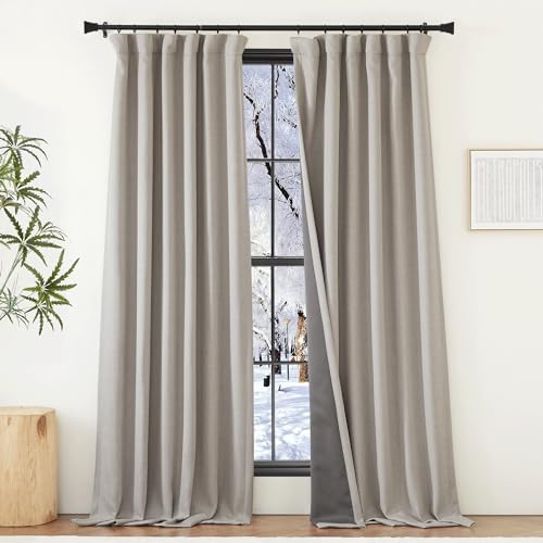 Pinch Pleated Room Darkening Thermal Curtains Sound Reducing Window Treatments for Bedroom/Living Room