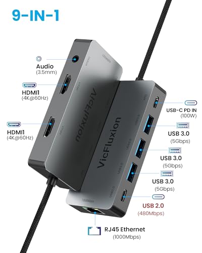 9-in-1 USB Hub with 2 HDMI | 4K@60Hz