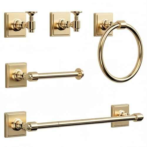 5 Piece Bathroom Towel Holder Set