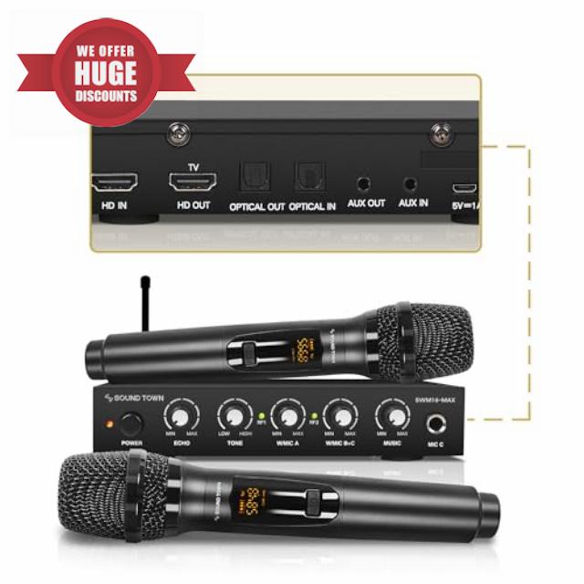 Sound Town Wireless Microphone Karaoke Mixer System with HD Audio Return Channel