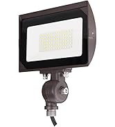 80W Outdoor LED Flood Light With 1/2" Knuckle Mount (Plate Included), 5000K Daylight 9600LM 120V,...