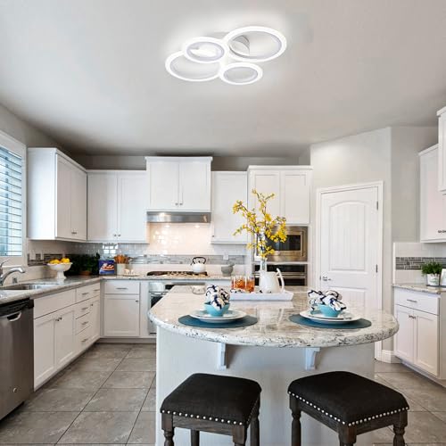 White 4 Rings Flush Mount Ceiling Light