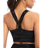 THE GYM PEOPLE Women's Cross Back Ruched Sports Bra V Neck Wide Straps Removable Pads Workout Yog...