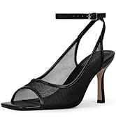 Modatope Womens Heels Square Open Toe High Heels Ankle Strap Heeled Sandals for Women Party Wedding