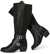 Luoika Women's Extra Wide Calf Knee High Boots, Wide Width Round-Toe Blocked Heel Winter Tall Boots.