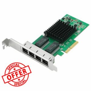 4-Port Gigabit Ethernet Converged Network Adapter (NIC) with Intel I350 Chip | Ethernet PCI Express NIC Network Card | Quad Copper RJ45 Ports | PCI Express 2.1 X4 | Compare to Intel I350-T4