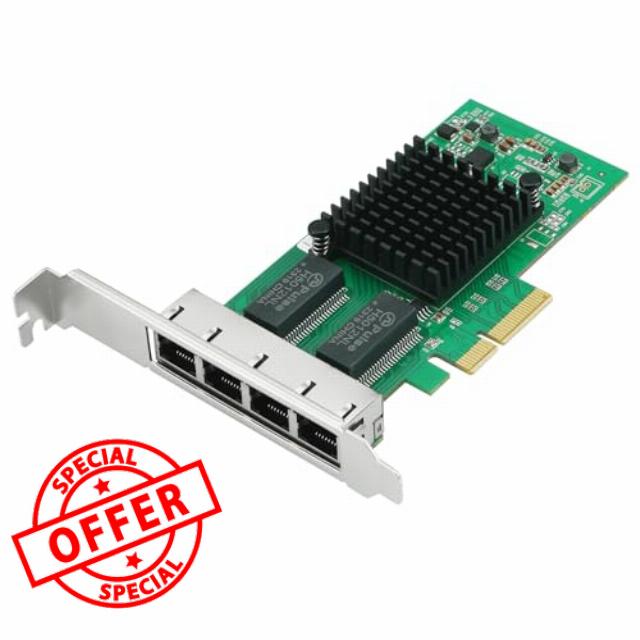 4-Port Gigabit Ethernet Converged Network Adapter (NIC) with Intel I350 Chip | Ethernet PCI Express NIC Network Card | Quad Copper RJ45 Ports | PCI Express 2.1 X4 | Compare to Intel I350-T4