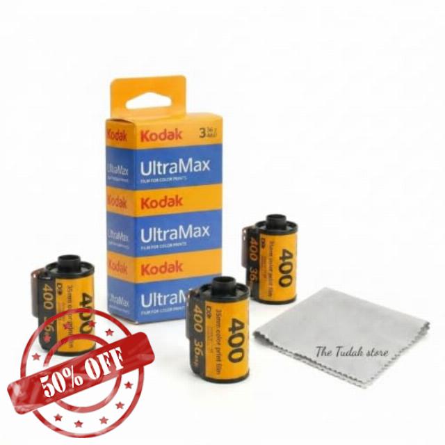 Kodak Ultramax 400 35mm Film - 3 Packs of 36 Exposure Rolls for 35mm Cameras Bundled with The Tudak Store Microfiber Cloth - 108 Exposures