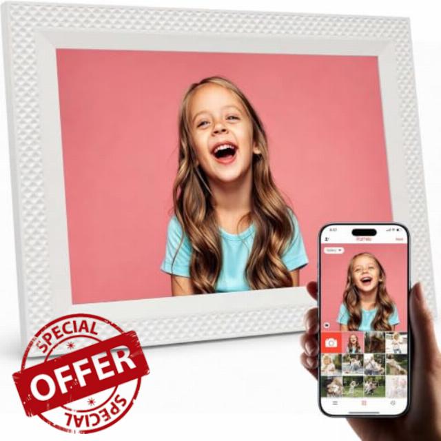 Frameo Digital Picture Frame 10.1" Digital Calendar 2-in-1|WiFi Smart Photo Frame16GB with 1280x800 HD Touchscreen|Sync Family Calendars Planner|Share Photos/Videos from Phone|Gifts for Mom Parents
