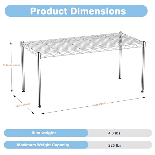 Height Adjustable Metal Wire Shelving Unit and Storage for Kitchen
