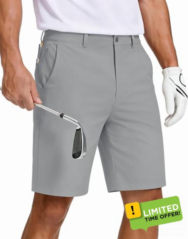 JWM Mens Golf Shorts 8"/11" Inseam with Zip Pocket Flat Front Dress Short | Stretch Lightweight Quick Dry Hybrid Casual Work Hiking Fishing Performance Comfy Chino Shorts for Men Summer with Drawstring