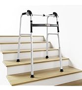 Foldable Stair Climbing Walker for Seniors, Adjustable Height Wheel-Free Walking Aid, Lightweight...