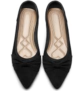 Ecetana Women's Pointed Toe Ballet Flats Comfortable Slip On Shoes for Work | Faux Suede Dressy S...