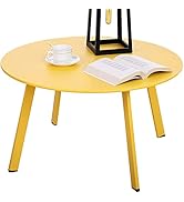 juserox Patio Coffee Table - Metal Steel Outdoor Round Table Weather Resistant Anti-Rust Outdoor ...