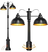 2-Head 360°Motion Sensor Outdoor Post Lights, 4 Modes Dusk to Dawn Lamp Post Light Fixture, Water...