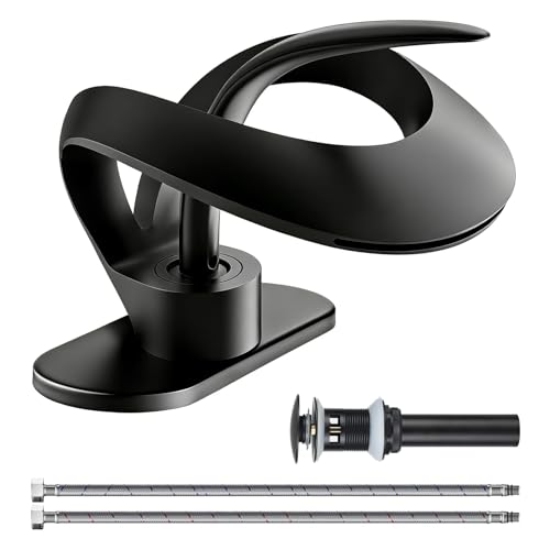AUU Waterfall Matte Black Vanity Sink Faucet Solid Brass
