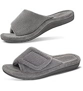 GRITHEIM Women's Orthotic Arch Support Slippers Fuzzy Adjustable Orthopedic Slippers for Plantar ...