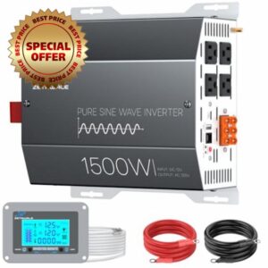 1500W Pure Sine Wave Inverter 12V DC to 110V/120V AC Converter