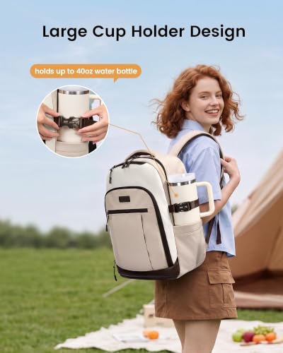 Waterproof Work Travel Backpack with Large Cup Pockets for Teacher Nurse